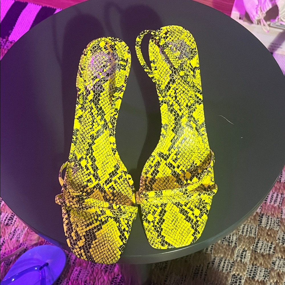 Vince Camino Yellow Snake Print Women's Sandals